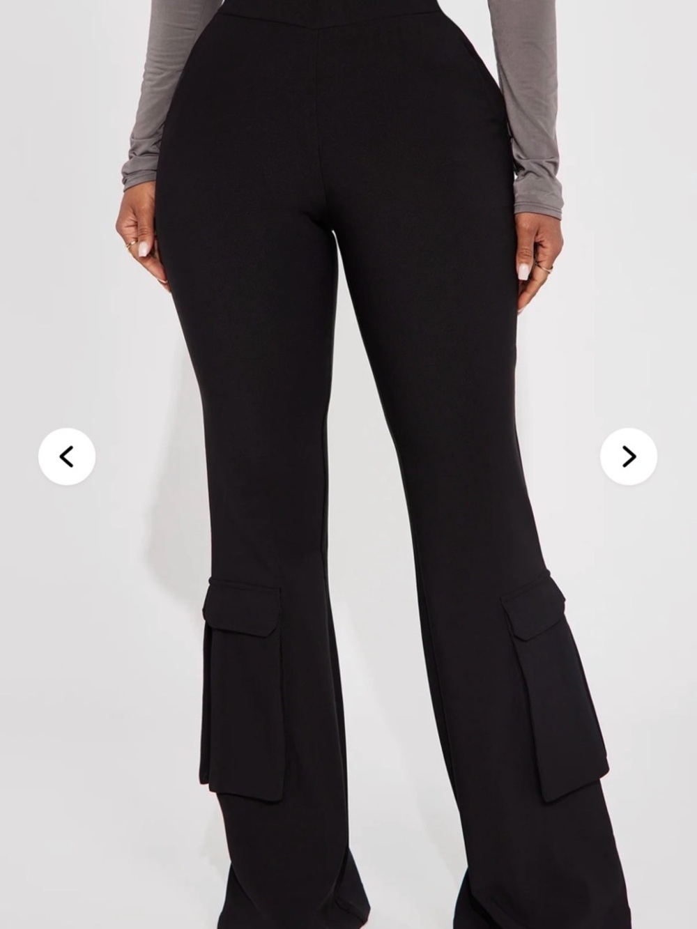 High-Waist Black Cargo Flare Pants
